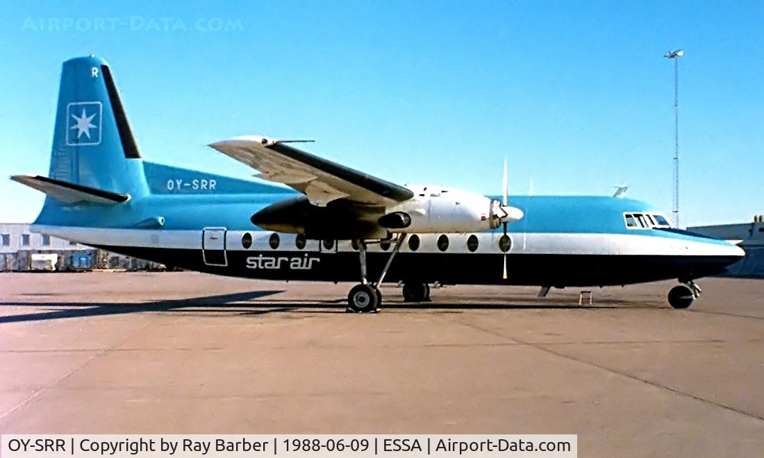 OY-SRR, 1969 Fokker F.27-600 Friendship C/N 10392, Fokker F-27-600 Friendship [10392] (Star Air) Stockholm-Arlanda~SE 09/06/1988