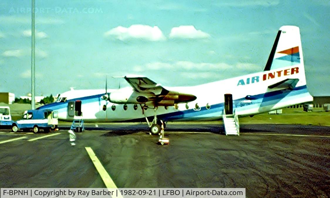 F-BPNH, 1969 Fokker F-27-500 Friendship C/N 10381, Fokker F-27-500 Friendship [10381] (Air Inter) Toulouse-Blagnac~F 21/09/1982. Image taken from a slide.