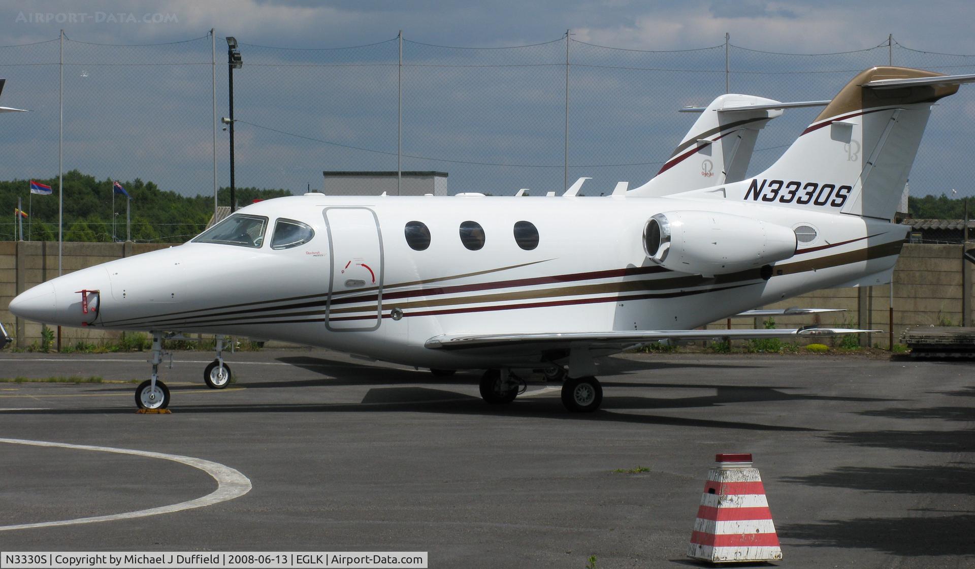 N3330S, 2008 Hawker Beechcraft 390 C/N RB-230, Beechcraft 390 Premier I seen parked outside the Premiair facility at Blackbushe on 13th June 2008