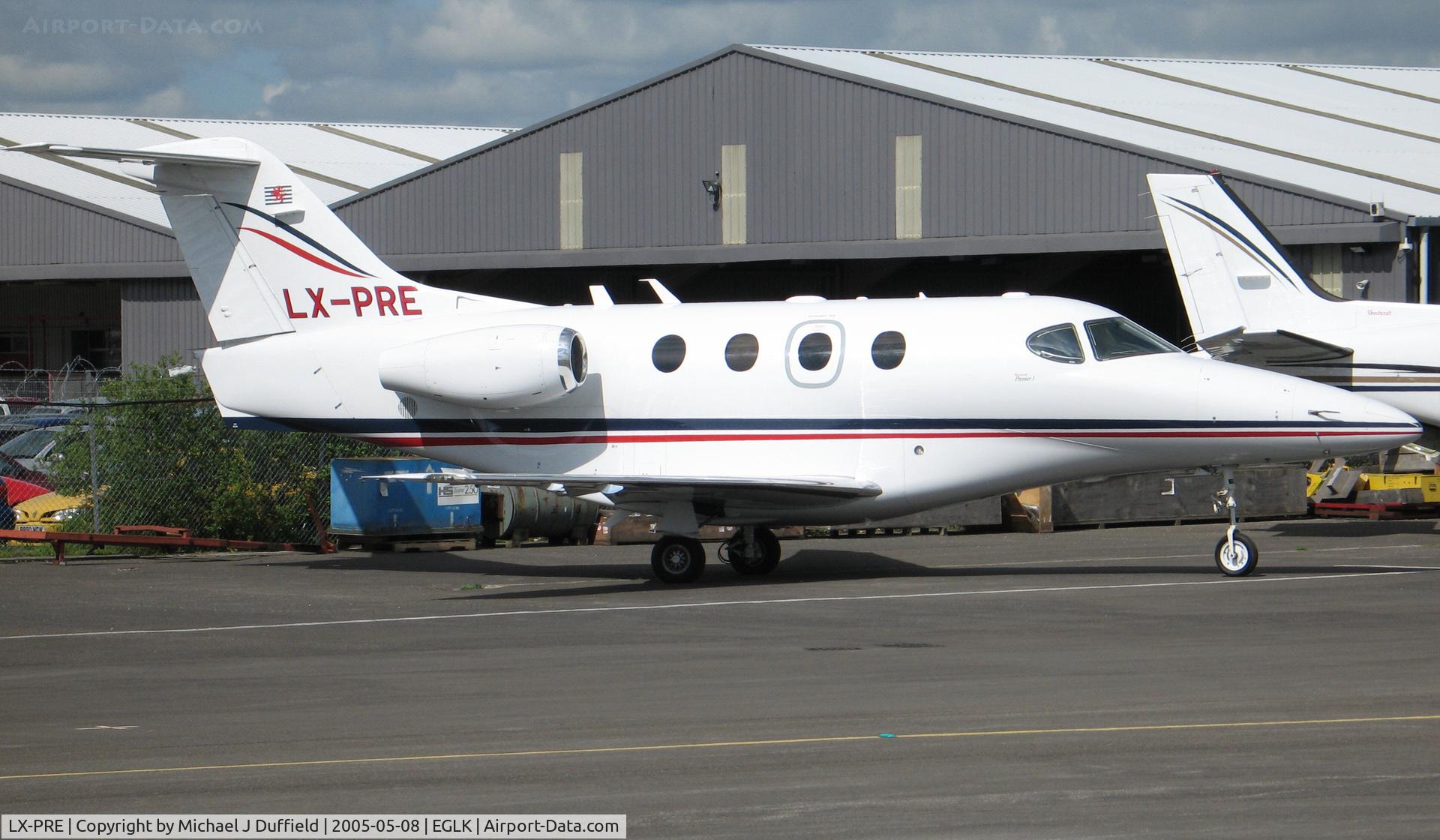 LX-PRE, 2003 Raytheon 390 Premier I C/N RB-60, Premier I seen at Blackbushe on 8th May 2005 before becoming G-PREI