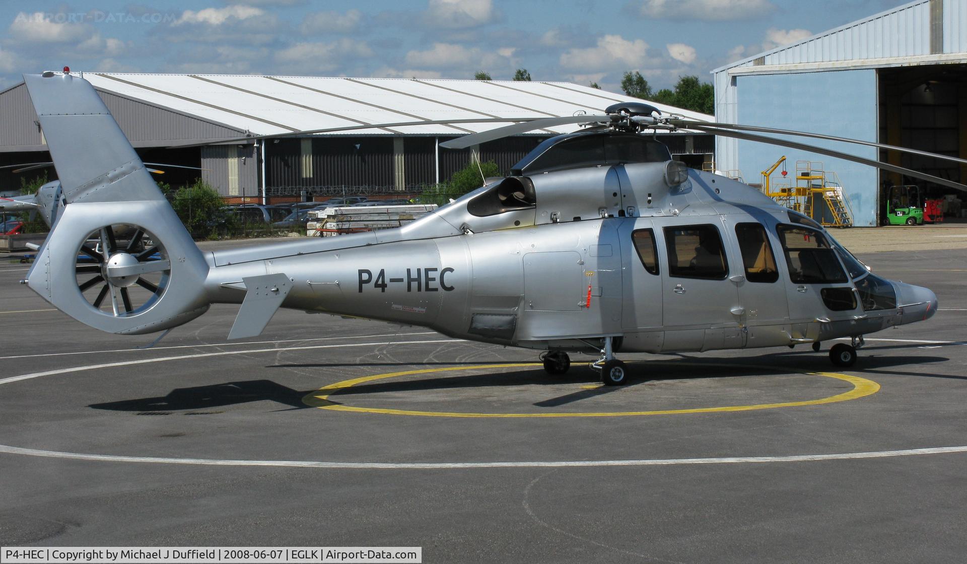 P4-HEC, Eurocopter EC-155B C/N 6600, Dauphin helicopter P4-HEC seen at Blackbushe on 7th June 2008; was previously LX-HEC and has since become M-XHEC
