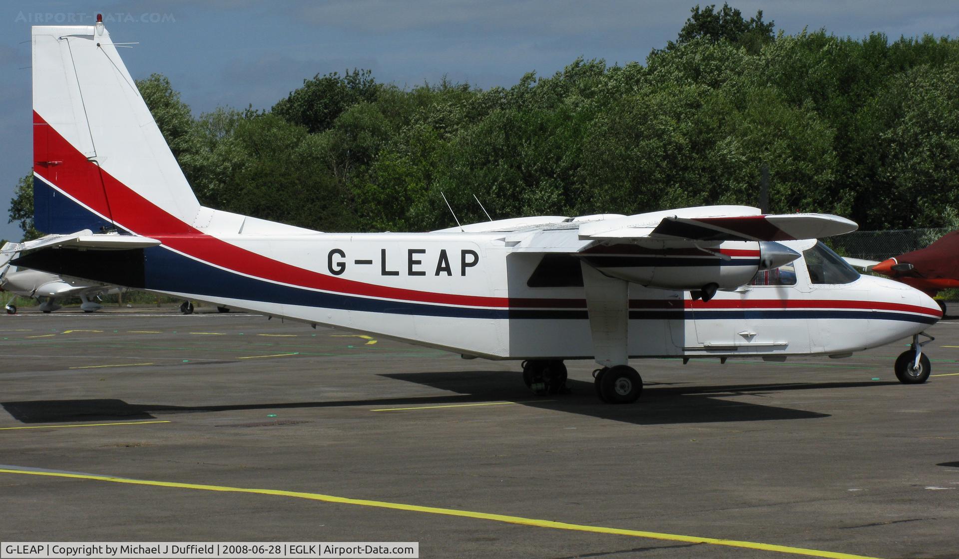 G-LEAP, 1987 Pilatus Britten-Norman BN-2T Turbine Islander C/N 2183, Turbine Islander G-LEAP visiting Blackbushe for skydiver drop at the Army Show in Aldershot on 28th June 2008