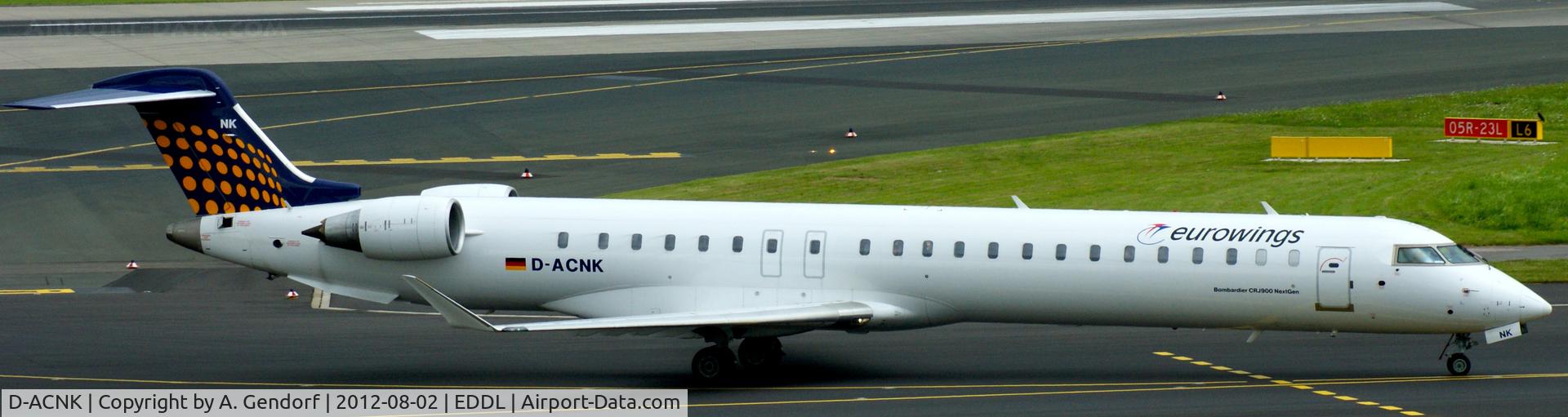 D-ACNK, 2010 Bombardier CRJ-900LR (CL-600-2D24) C/N 15251, Eurowings (Lufthansa Regional cs.), is taxiing to the parking position at Düsseldorf Int´l (EDDL)