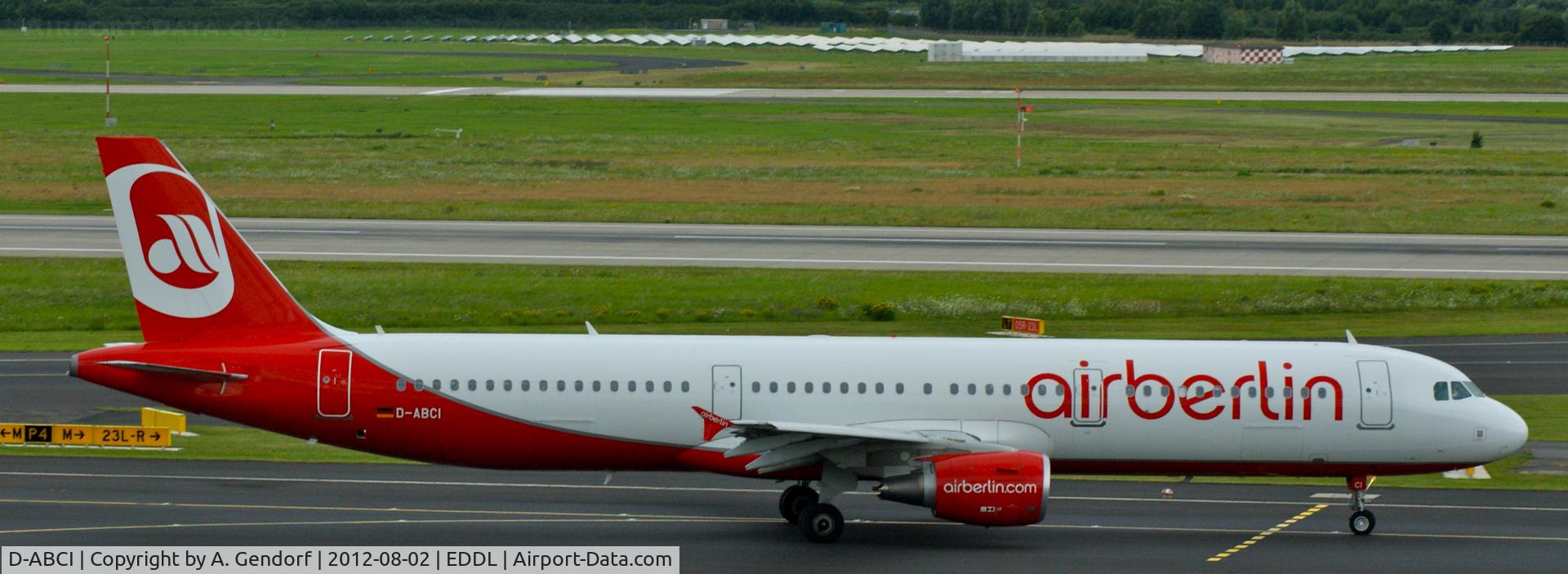 D-ABCI, 2012 Airbus A321-211 C/N 5038, Air Berlin, seen here on taxiway M for departure at Düsseldorf Int´l (EDDL)