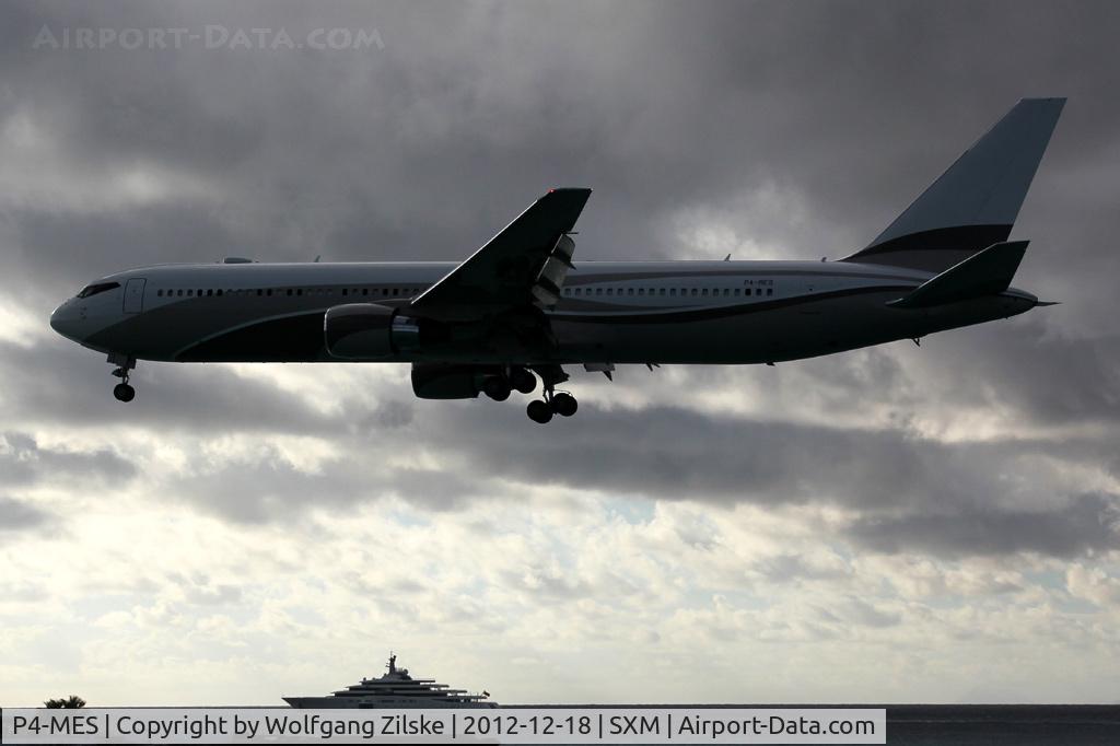 P4-MES, 2003 Boeing 767-33A C/N 33425, With his Yacht 'Eclipse' in the background