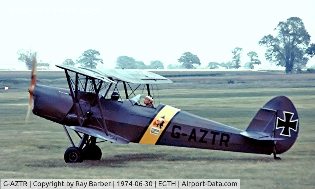 G-AZTR, 1957 Stampe-Vertongen SV-4C C/N 596, SNCAN Stampe SV.4C [596] Old Warden~G 30/06/1974. Image taken from a slide.
