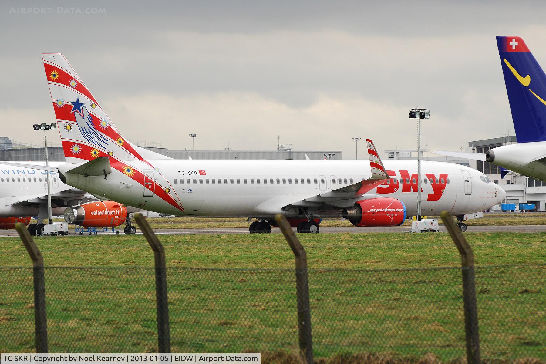 TC-SKR, 2001 Boeing 737-83N C/N 32576, Parked on Rwy 29 at Dublin since Sky Express ceased operations, this B738 is awaiting a new customer.