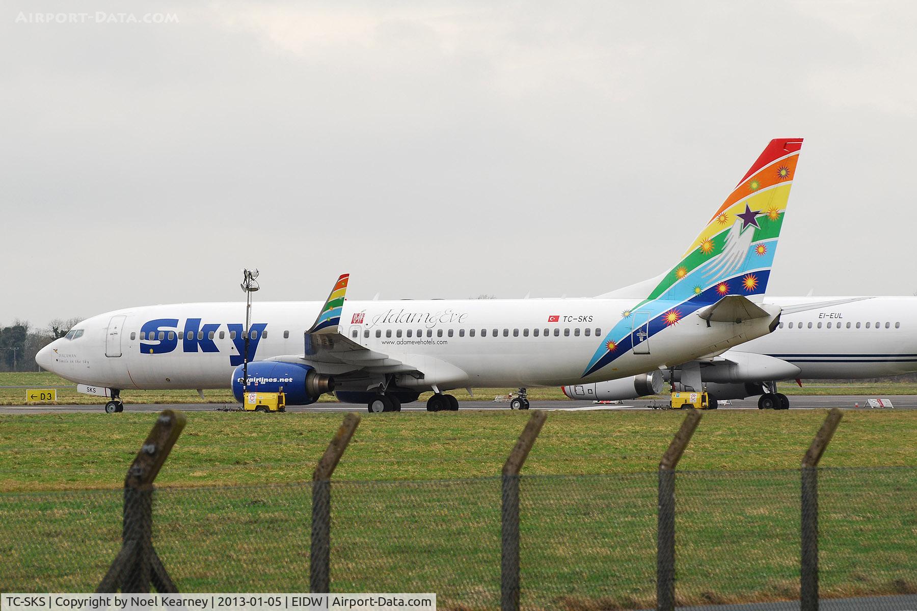 TC-SKS, 2001 Boeing 737-83N C/N 32348, Parked on Rwy 29 at Dublin since Sky Express ceased operations, this B738 is awaiting a new customer.