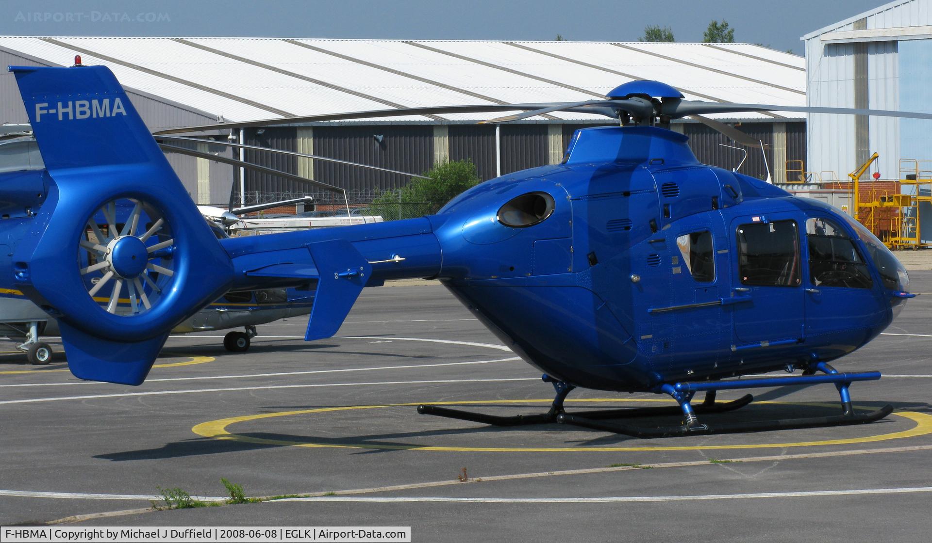 F-HBMA, 2005 Eurocopter EC-135T-2 C/N 0432, French EC135 helicopter seen visiting Premiair at Blackbushe on 8th June 2008; aircraft crashed and destroyed on 2nd January 2009 in France