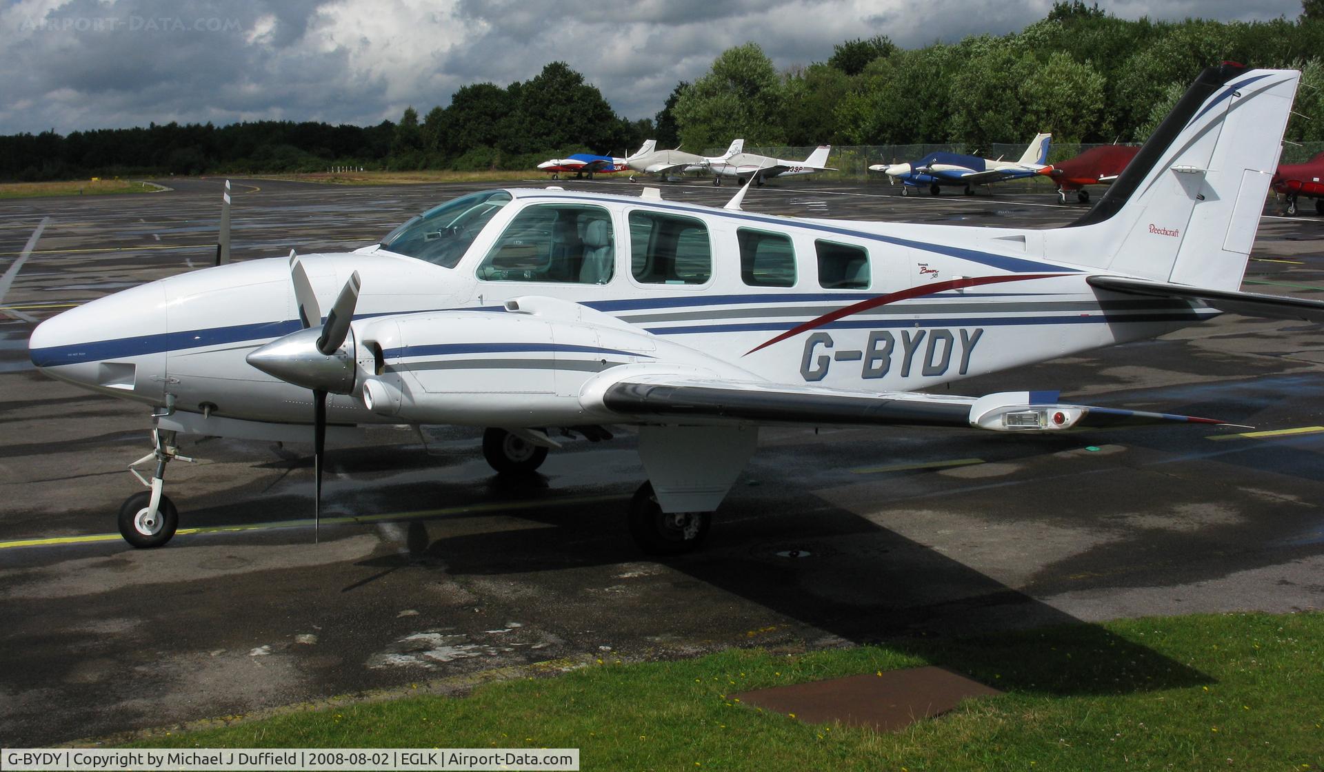 G-BYDY, 1998 Raytheon 58 Baron C/N TH-1852, Baron 58 seen visiting Blackbushe on 2nd August 2008