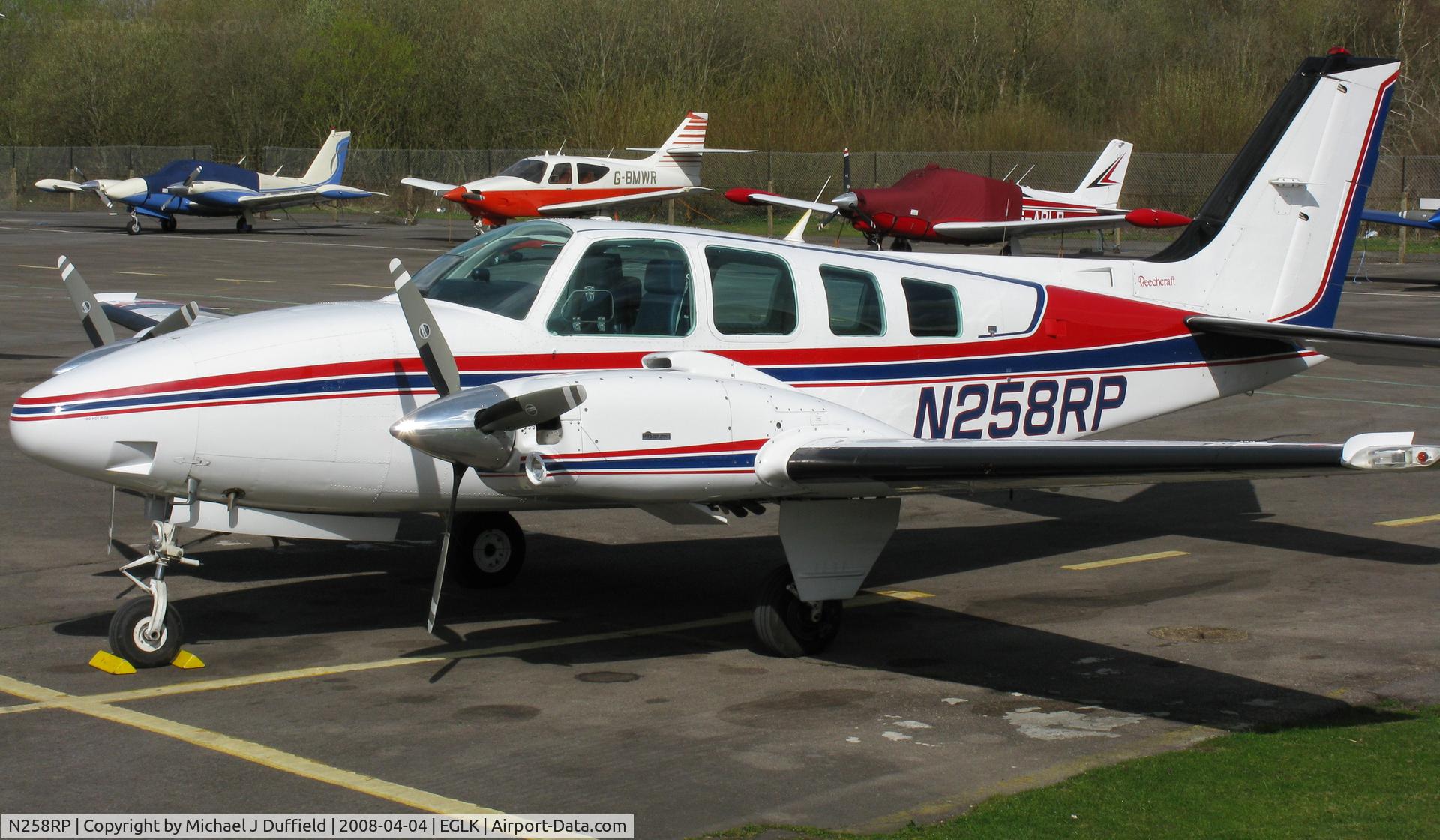 N258RP, 1994 Beech 58 Baron C/N TH-1737, Channel Islands based N-reg Baron seen on one of many visits to Blackbushe, 4th April 2008