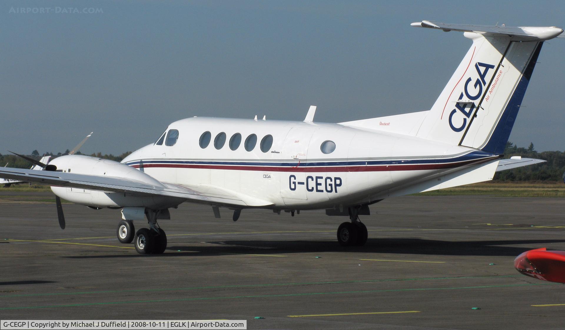 G-CEGP, 1980 Beech 200 Super King Air C/N BB-726, Beech 200 Super King Air operated by CEGA as an air ambulance seen at Blackbushe on 11th October 2008