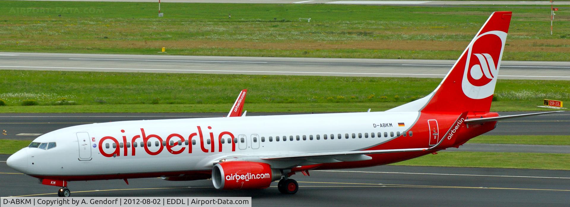 D-ABKM, 2010 Boeing 737-86J C/N 37755, Air Berlin, seen here taxiing at Düsseldorf Int´l (EDDL)
