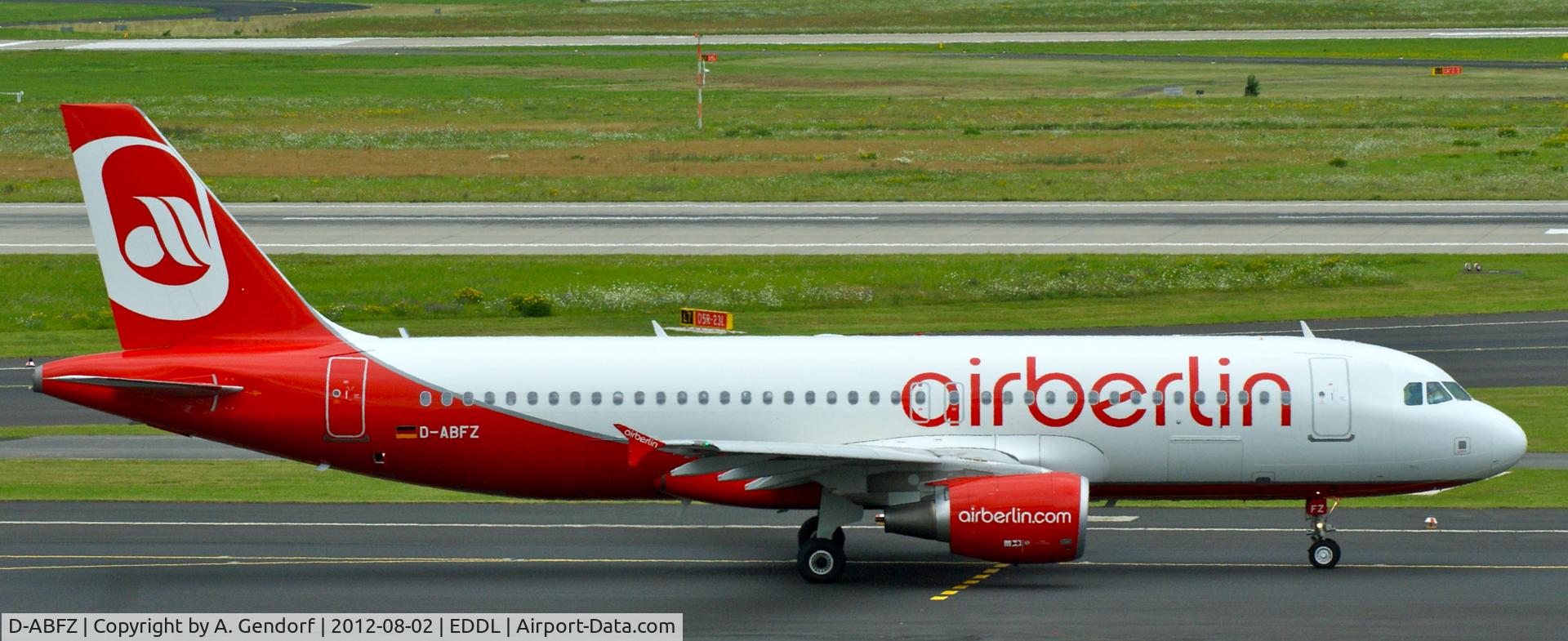D-ABFZ, 2012 Airbus A320-214 C/N 4988, Air Berlin, on the taxiway at Düsseldorf Int´l (EDDL)