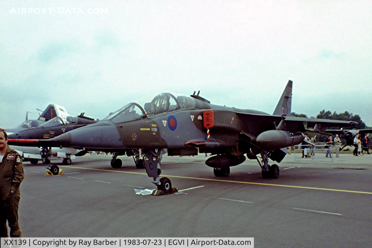 XX139, 1973 Sepecat Jaguar T.2A C/N B.4, Sepecat Jaguar T.2 [B-4] (RAF) RAF Greenham Common~G 23/07/1983. Image taken from a slide.