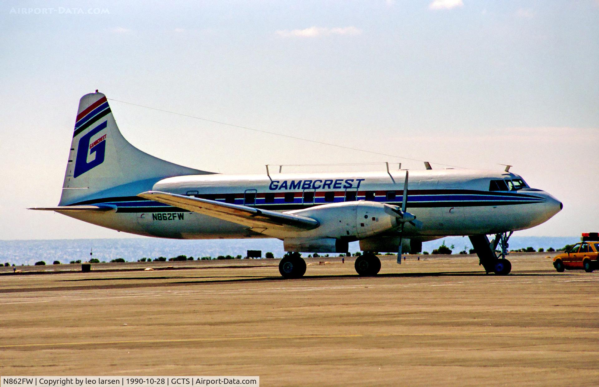 N862FW, 1952 Convair CV-640 C/N 9, Tenerife South TFS 28.10.90