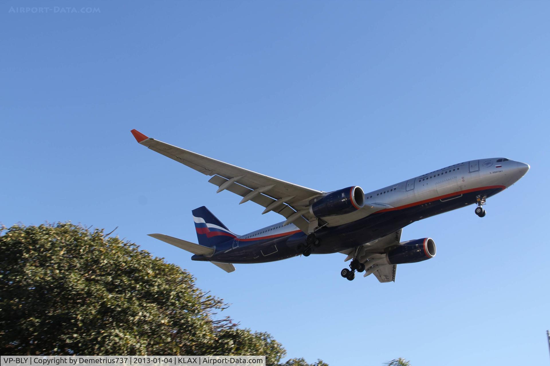 VP-BLY, 2008 Airbus A330-243 C/N 973, Shooting out of the tree, Aeroflox Russian Airline landing at LAX
