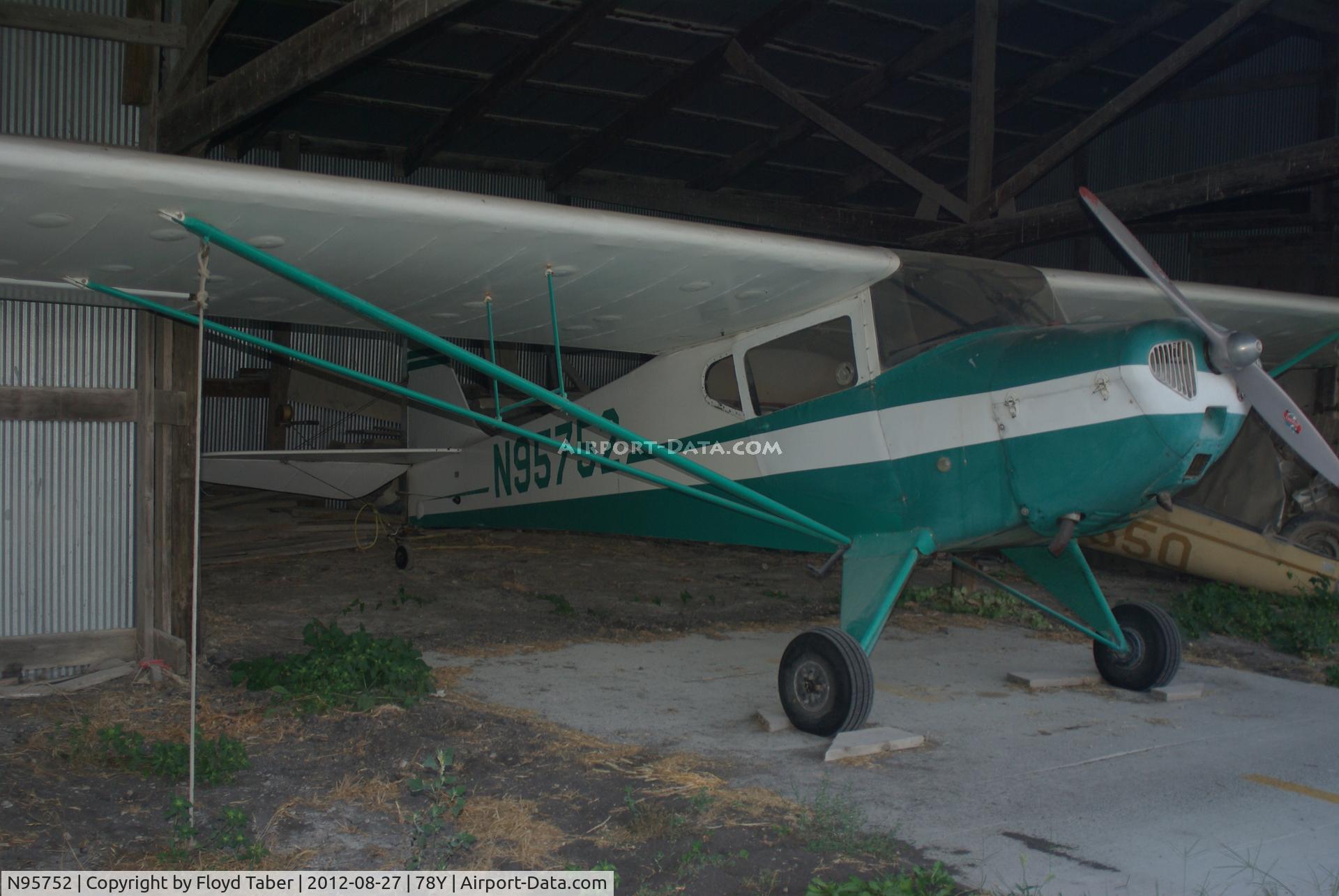 N95752, 1946 Taylorcraft BC12-D C/N 8052, In the hangar