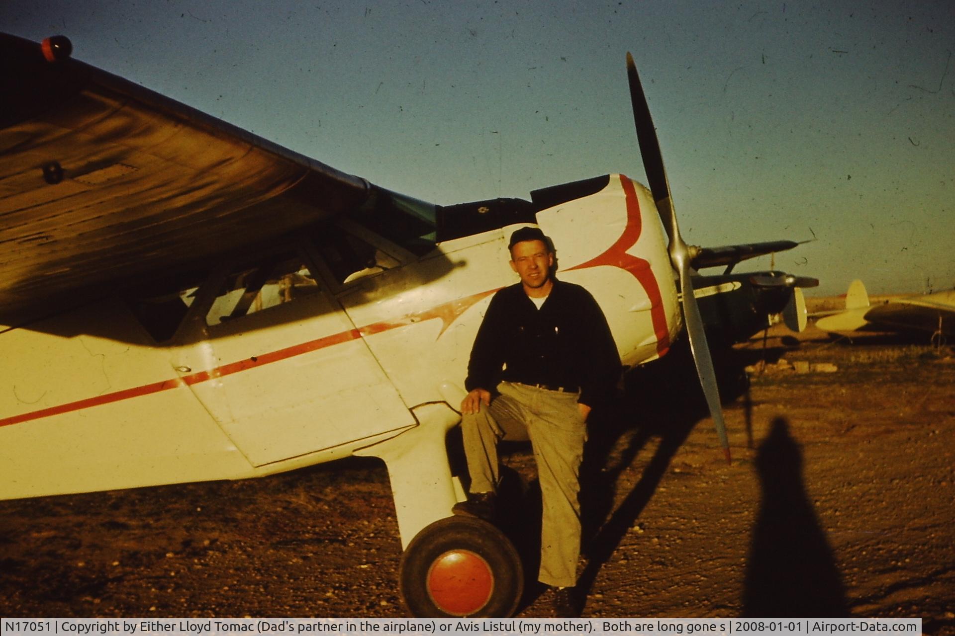 N17051, 1936 Cessna C-34 Airmaster C/N 334, My father (Norman Listul) with N17051.  Slide from which this picture came is dated November, 1961.