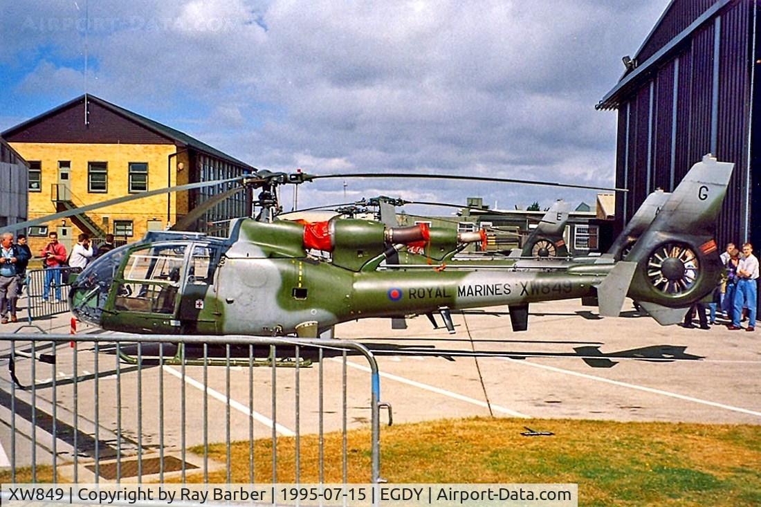 XW849, 1972 Westland SA-341B Gazelle AH1 C/N WA1016, Aerospatiale SA.341B Gazelle AH.1 [1016] (Royal Marines) RNAS Yeovilton~G 15/07/1995