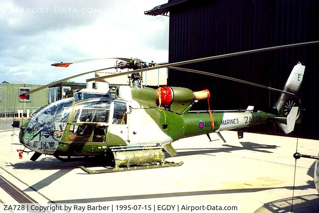 ZA728, 1980 Westland SA-341B Gazelle AH1 C/N WA1797, Aerospatiale SA.341B Gazelle AH.1 [1797] (Royal Marines) RNAS Yeovilton~G 15/07/1995