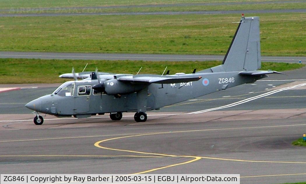 ZG846, 1986 Britten-Norman BN-2-2AL.1 Islander C/N 2195, Britten-Norman BN-2T Islander AL.1 [2195] (Army Air Corp) Staverton~G 15/03/2005