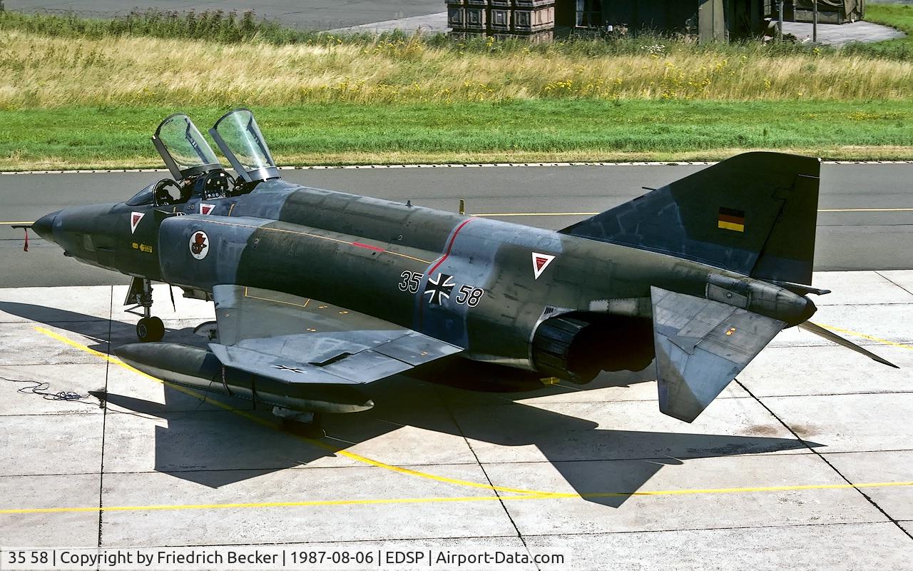 35 58, 1969 McDonnell Douglas RF-4E Phantom II C/N 4137, transient at Fliegerhorst Pferdsfeld