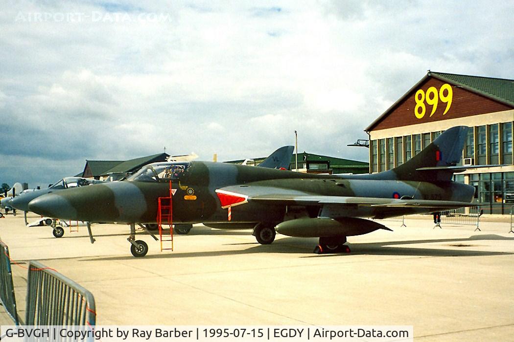 G-BVGH, 1958 Hawker Hunter T.7 C/N HABL-003360, Hawker Hunter T.7 [HABL003360] RNAS Yeovilton~G 15/07/1995