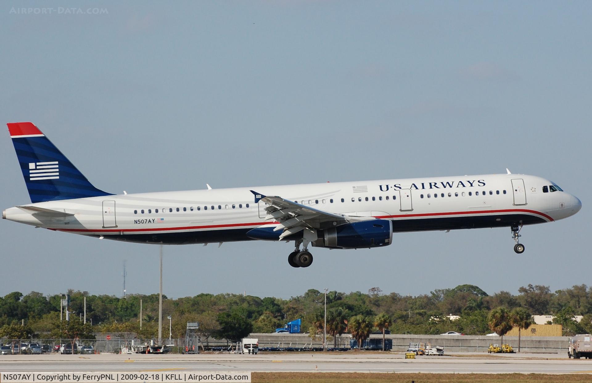 N507AY, 2008 Airbus A321-231 C/N 3712, US A321 Landing in FLL
