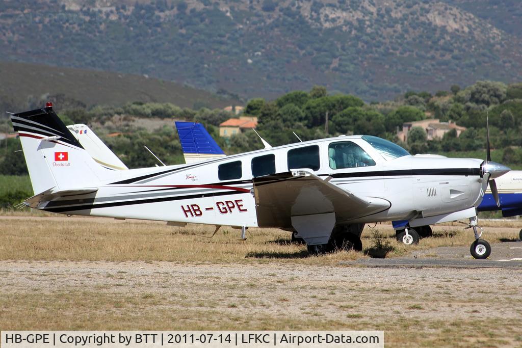HB-GPE, 1998 Raytheon B36TC Bonanza C/N EA-615, Parked