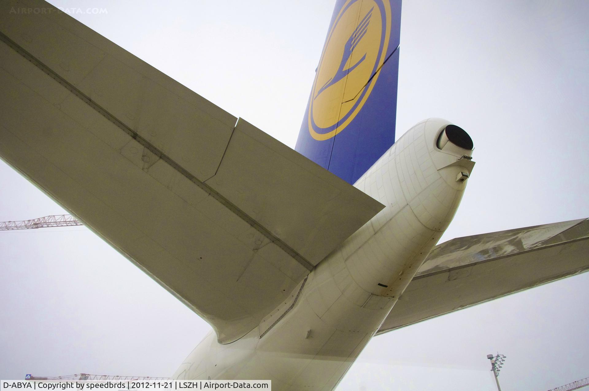 D-ABYA, 2012 Boeing 747-830 C/N 37827, Lufthansa 'Brandenberg' Boeing 747-8i tail cone section and rear stabilizer.