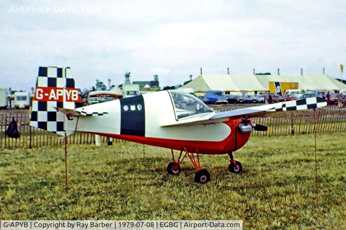 G-APYB, 1959 Tipsy T-66 Nipper 3 C/N T66/S/39, Tipsy T.66 Nipper II [T66/S/39] Leicester~G 08/07/1979. Image taken from a slide. On long term rebuild.
