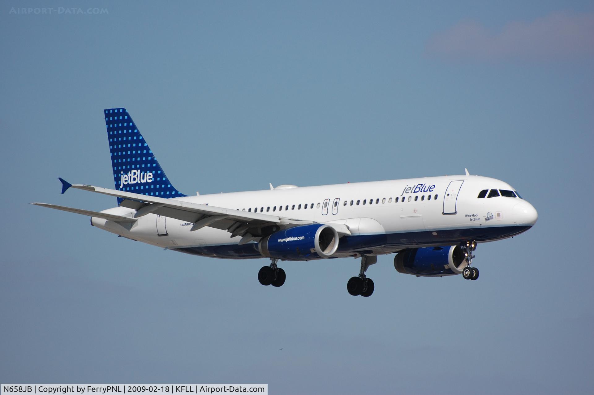 N658JB, 2007 Airbus A320-232 C/N 3150, JetBlue A320 landing in FLL