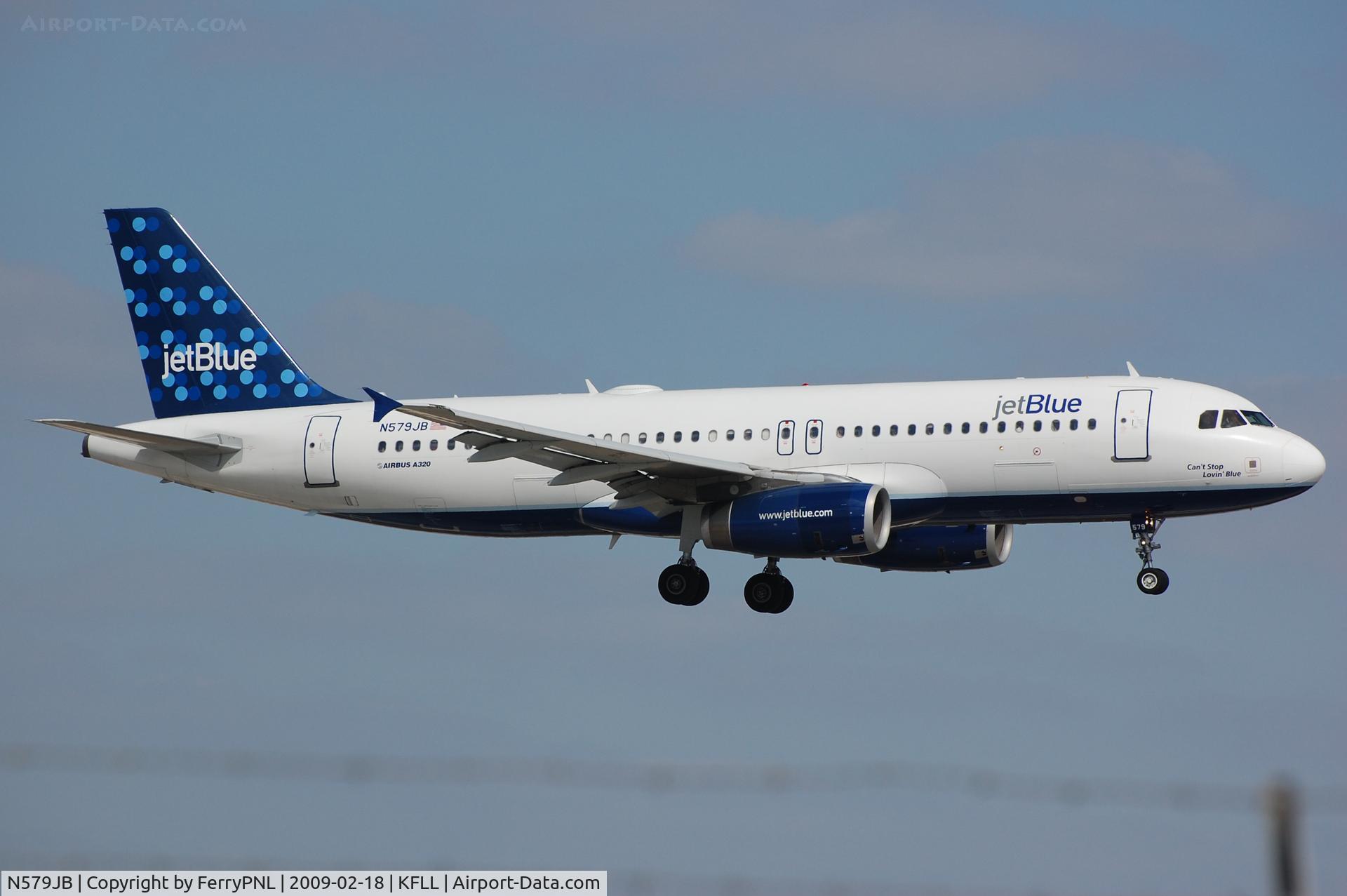 N579JB, 2003 Airbus A320-232 C/N 2132, Arriving in FLL