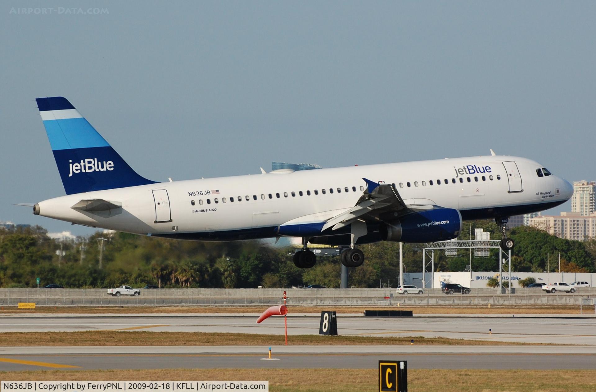 N636JB, 2006 Airbus A320-232 C/N 2755, Arrival in FLL
