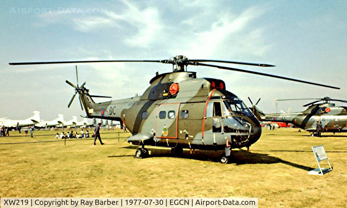 XW219, 1971 Westland Puma HC.1 C/N 1144, Aerospatiale SA.330 Puma HC1 [1144] (RAF) RAF Finningley~G 30/07/1977. Image taken from a slide.
