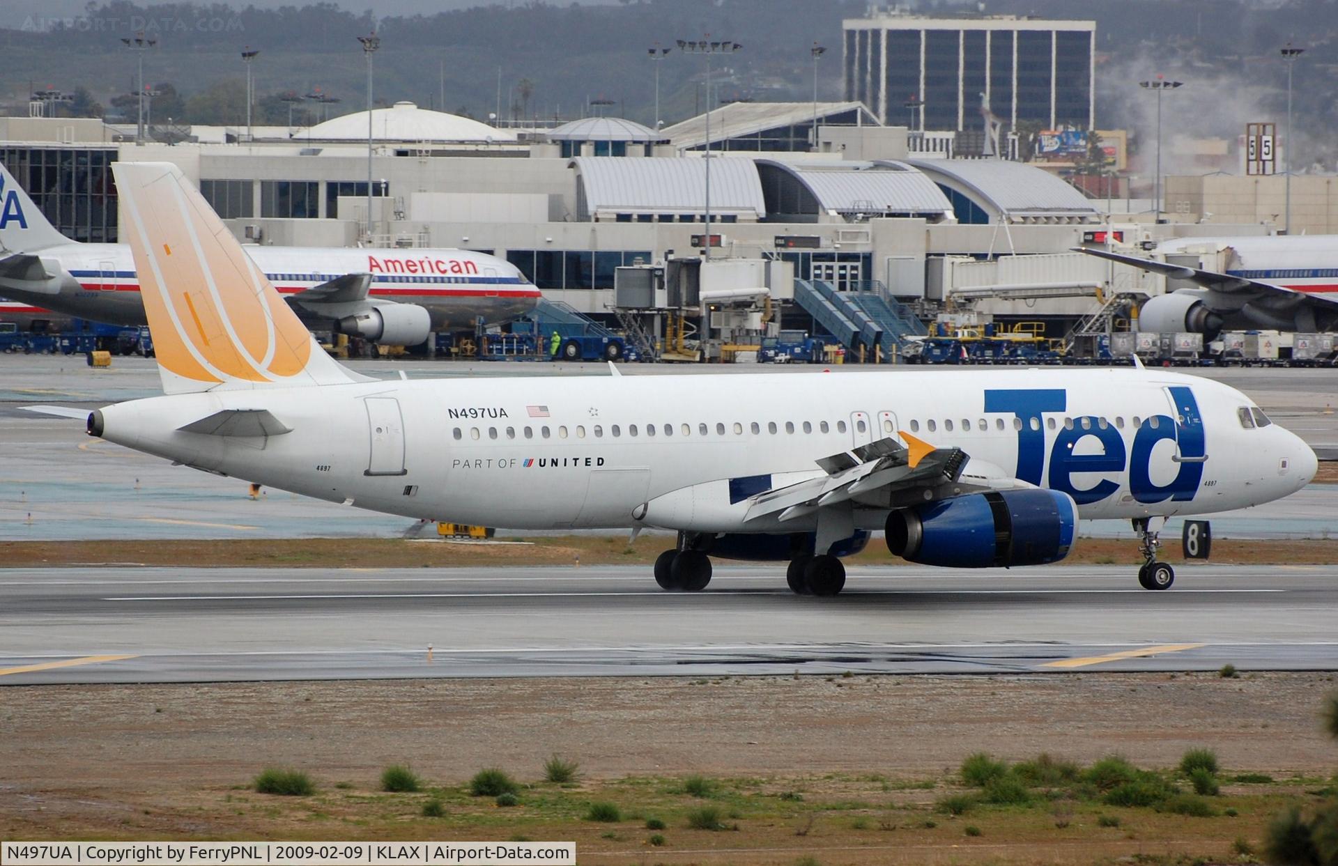 N497UA, 2002 Airbus A320-232 C/N 1847, (Uni)TED A320 landing in LAX
