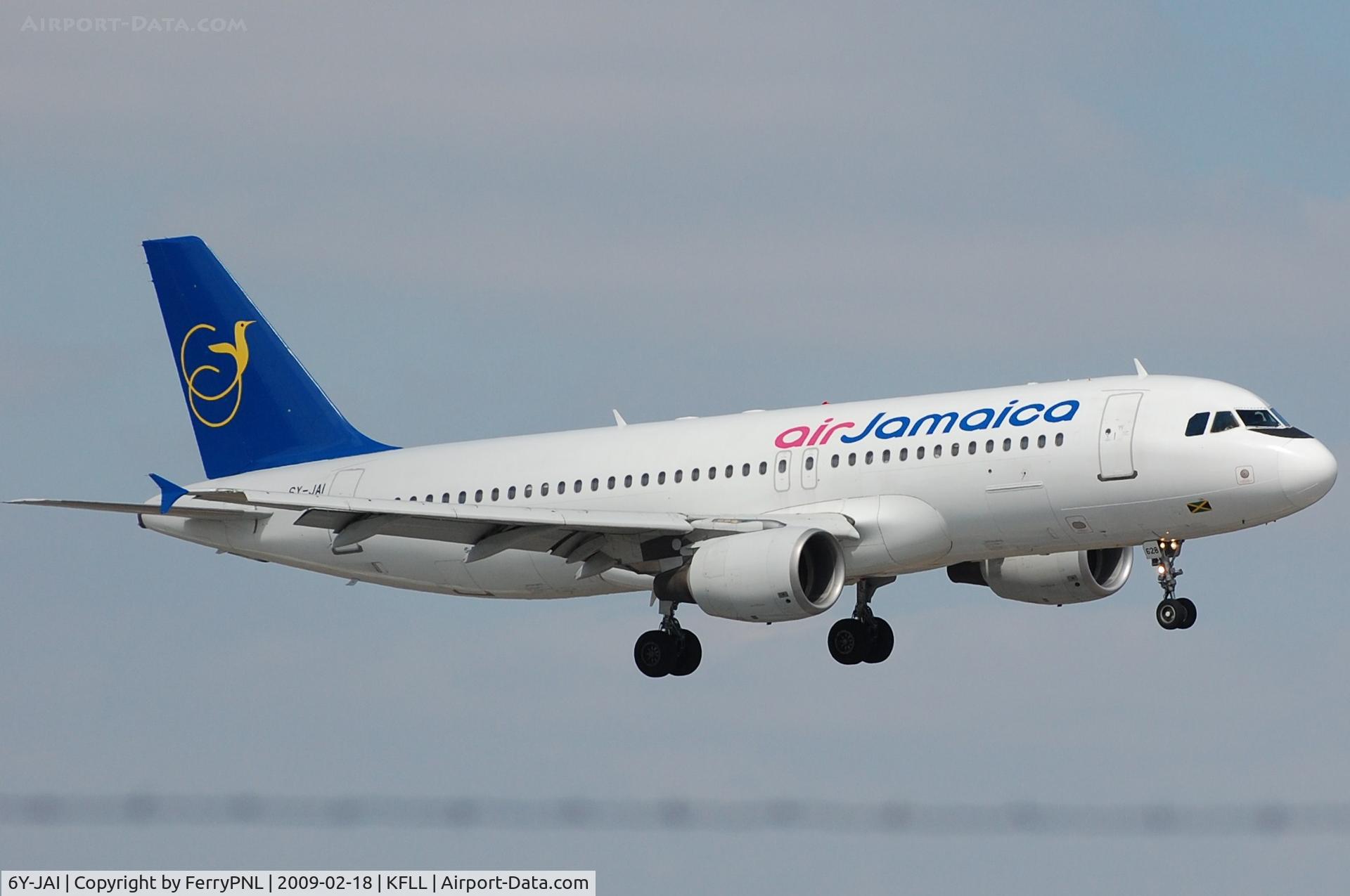 6Y-JAI, 1997 Airbus A320-214 C/N 628, Air Jamaica A320 landing