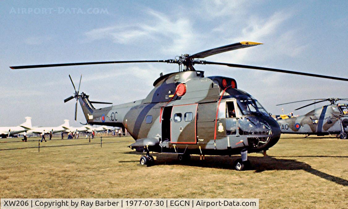 XW206, 1971 Westland Puma HC.1 C/N 1086, Aerospatiale SA.330 Puma HC.1 [1086] (RAF) RAF Finningley~G 30/07/1977. Coded *CC* . Image taken from a slide.