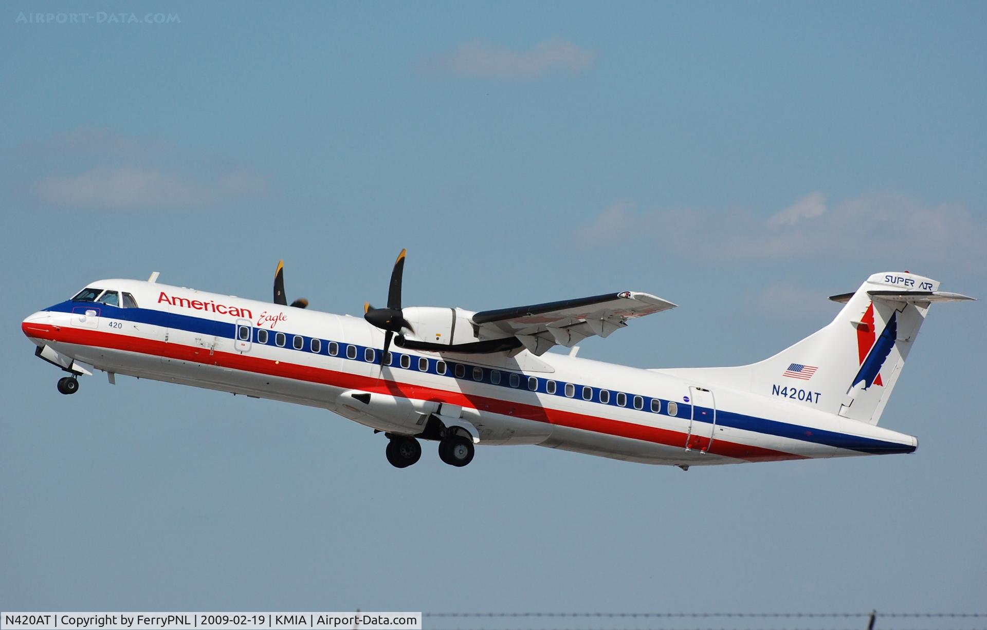 N420AT, 1994 ATR 72-212 C/N 420, AE ATR72 departing MIA