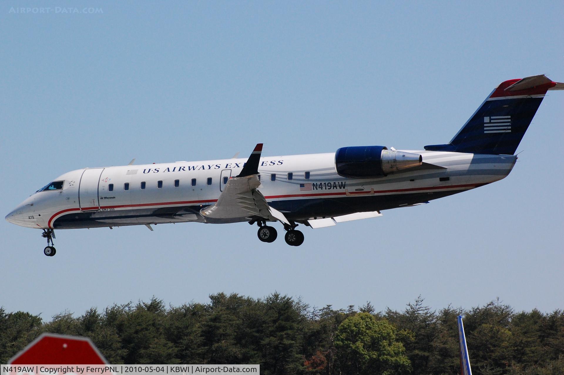 N419AW, 2002 Bombardier CRJ-200LR (CL-600-2B19) C/N 7633, Air Wisconsin operating for US Express