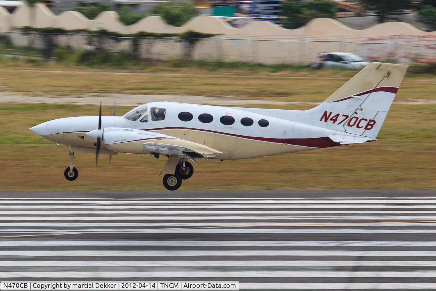 N470CB, Cessna 421C Golden Eagle C/N 421C0482, landing sxm