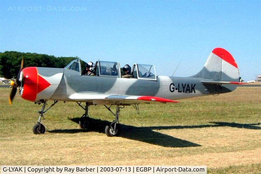 G-LYAK, 1982 Bacau Yak-52 C/N 822113, Yakovlev Yak-52 [822113] Kemble~G 13/07/2003