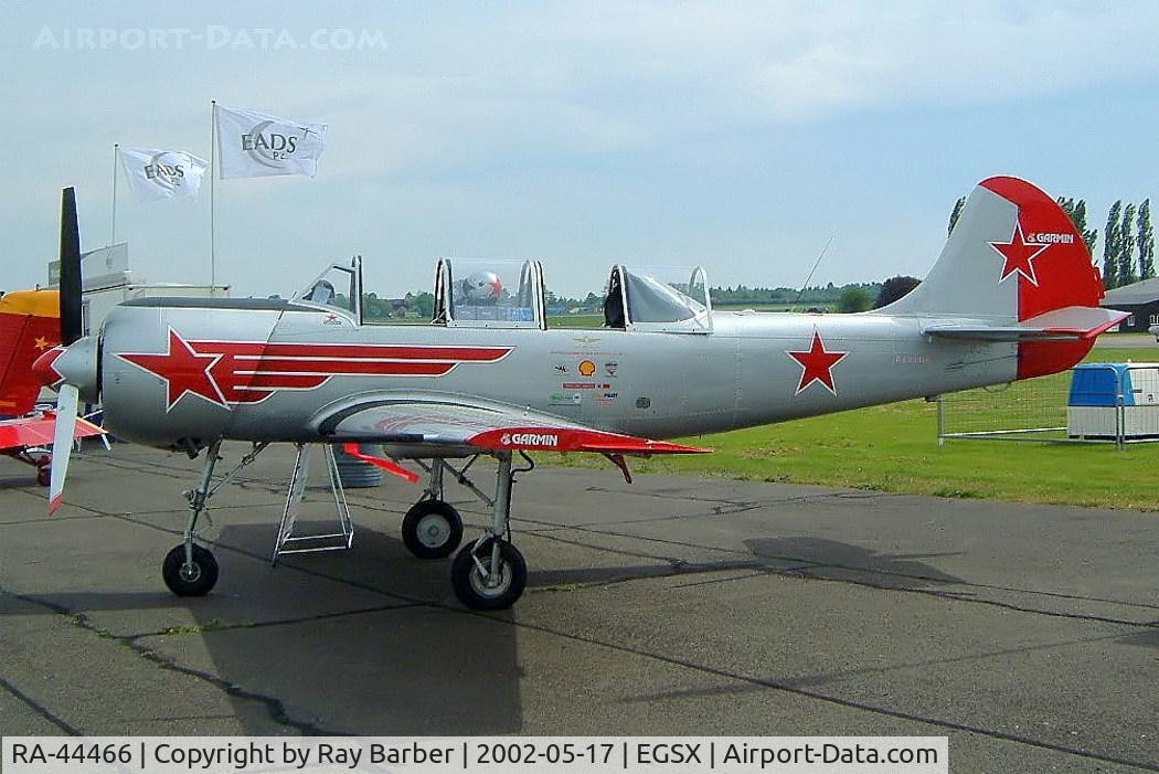 RA-44466, 1985 Bacau Yak-52 C/N 855905, Yakovlev Yak-52 [855905] North Weald~G 17/05/2002