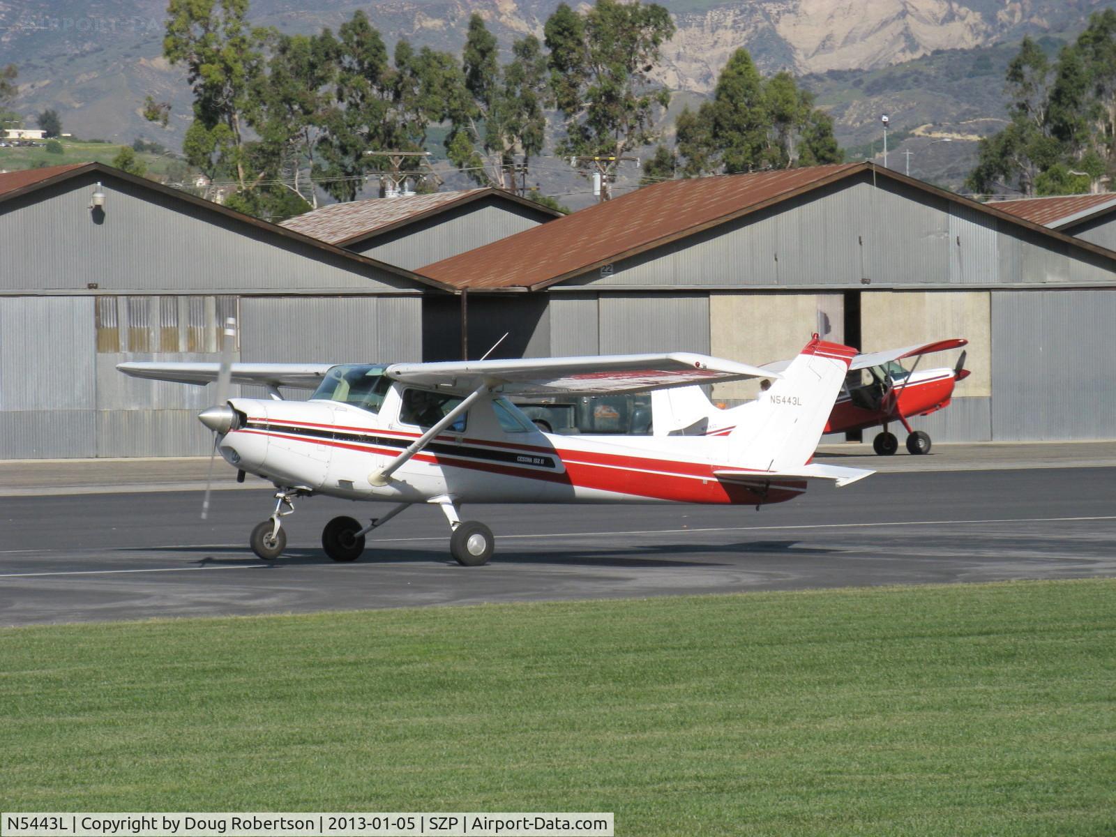 N5443L, 1980 Cessna 152 C/N 15284315, 1980 Cessna 152, Lycoming O-235 115 Hp, landing roll Rwy 22