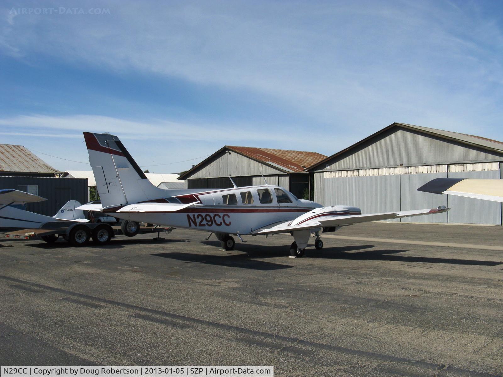 N29CC, 1977 Beech 58P Baron C/N TJ-117, 1977 Beech 58P BARON, two TurboSupercharged Continental TSIO-520-LB1C 310 Hp each, pressurized, six seats, props off for maintenance