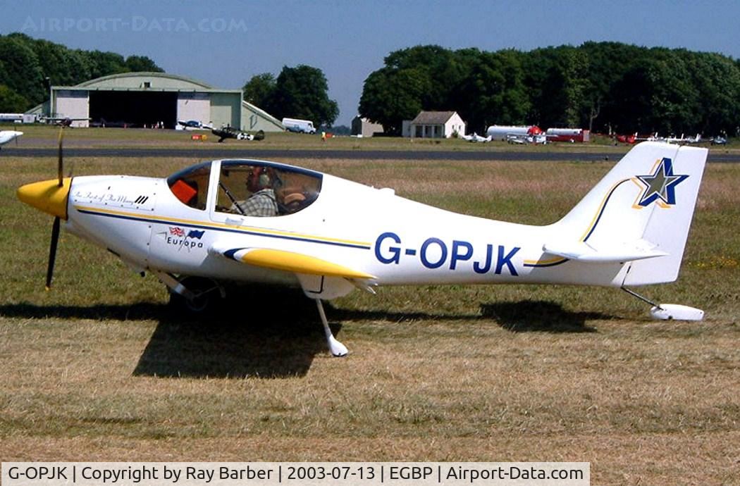 G-OPJK, 1995 Europa Monowheel C/N PFA 247-12487, Europa Avn Europa [PFA 247-12487] Kemble~G 13/07/2003. Named *The First Lady of The Many*.