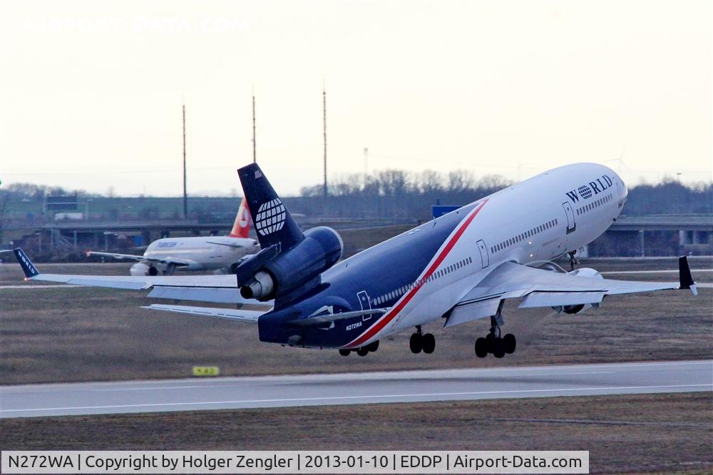 N272WA, 1992 McDonnell Douglas MD-11 C/N 48437, A meanwhile rare visitor is taking off on rwy 26R...