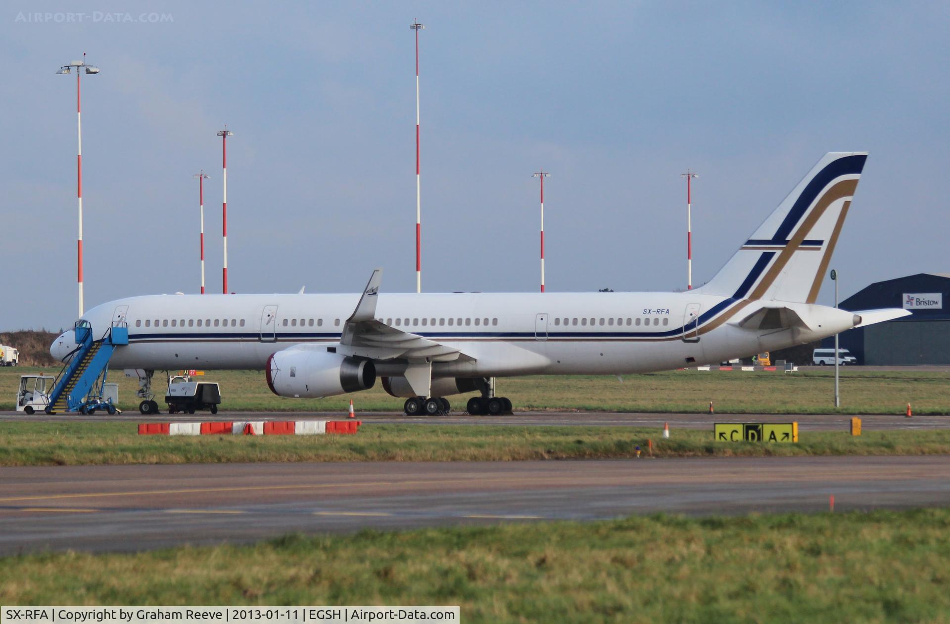 SX-RFA, 1999 Boeing 757-23N C/N 30232, Parked at Norwich.