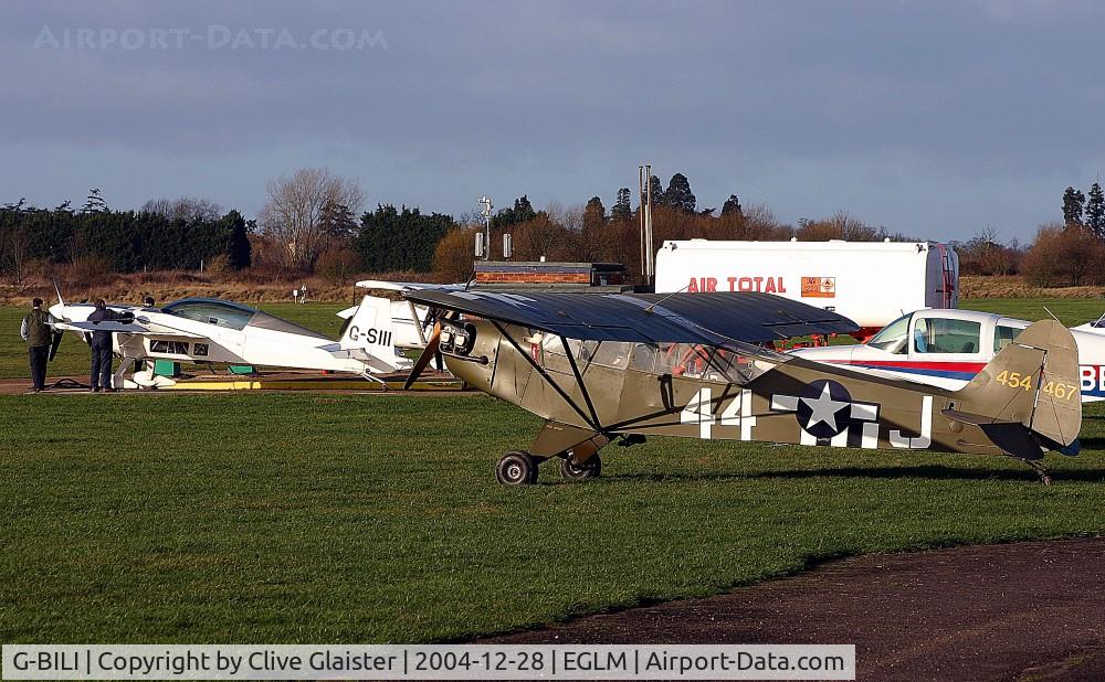 G-BILI, 1948 Piper L-4J Grasshopper (J3C-65D) C/N 13207, Ex: 45-4467  F-BDTB > G-BILI - Originally in private hands in January 1981 and currently with and a trustee of, G-BILI Flying since March 1990. In the colours of, USAAF as 454467.